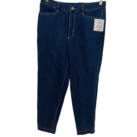 Liz Claiborne vintage retro indigo dye striped lightweight corduroy jeans 10 nwt - Picture 1 of 5